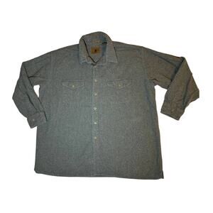 Vintage St. Johns Bay Gray Men's Long Sleeve Button Down Size XXL